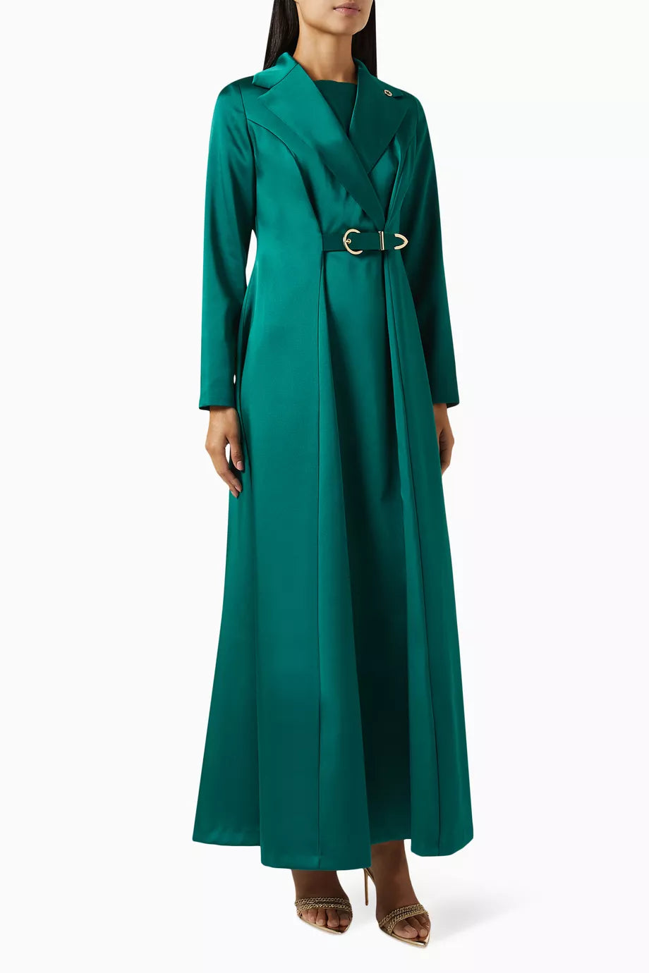 Freesia Belted Maxi Dress in Satin