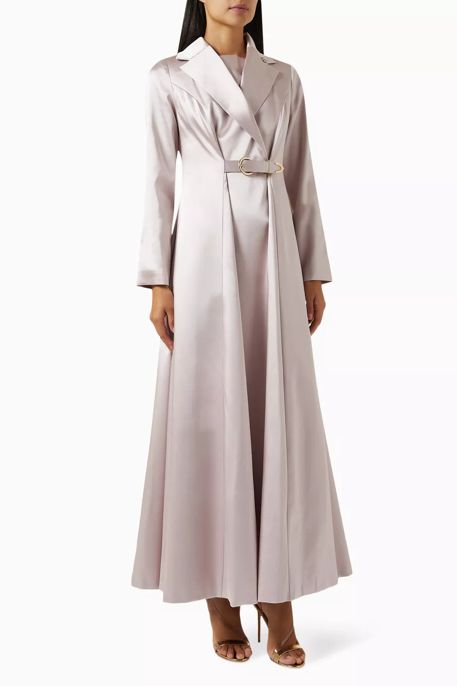 Freesia Belted Maxi Dress in Satin