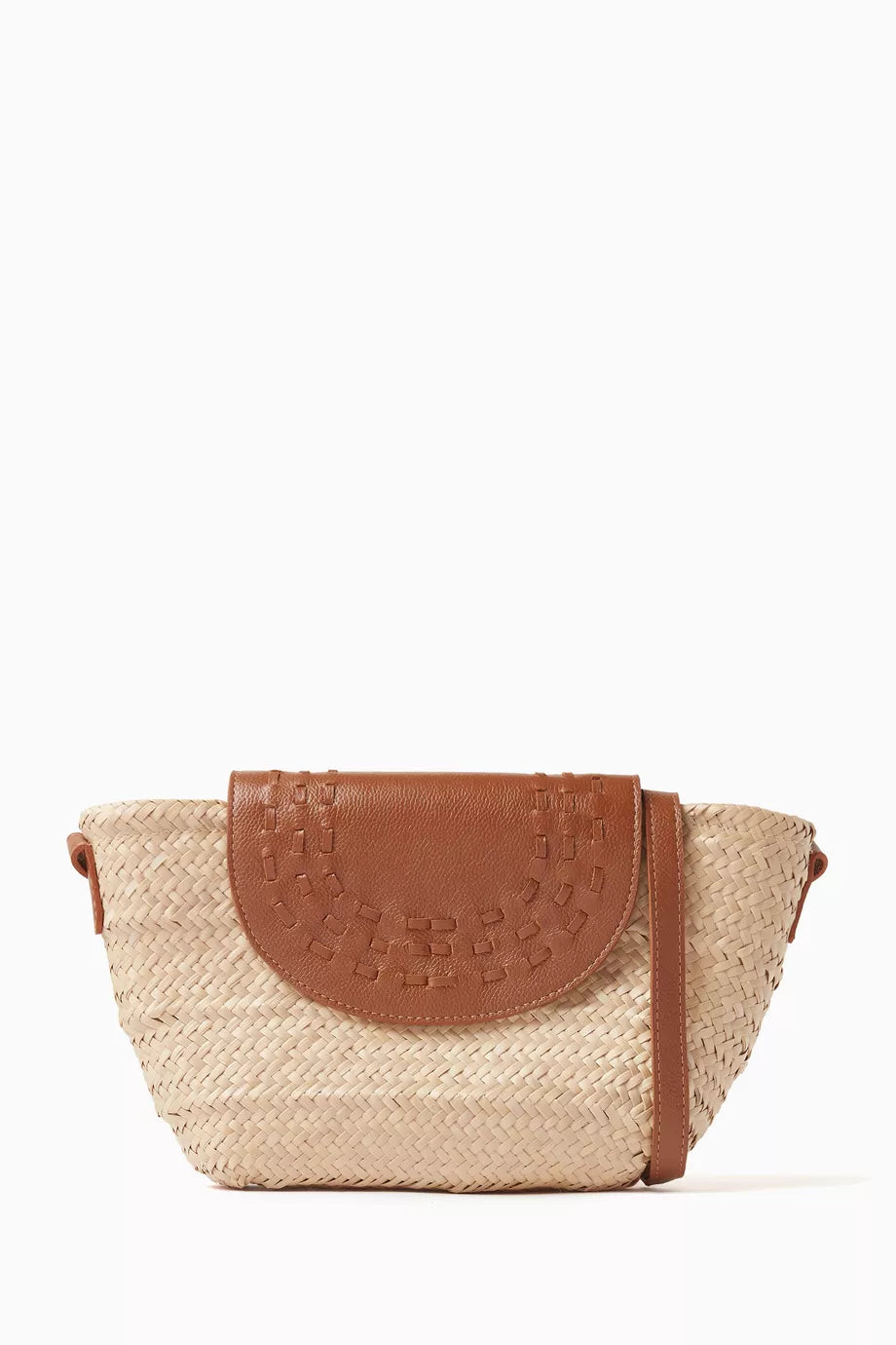 Duda Crossbody Bag in Straw & Leather