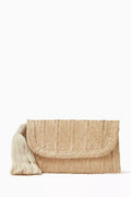 Belica Tassel Clutch in Woven Carnauba Palm