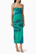 Frankie Gathered Midi Dress in Silk Blend