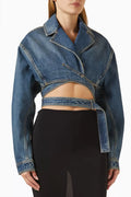 Crossover Crop Jacket in Denim