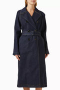 Belted Trench Coat in Denim