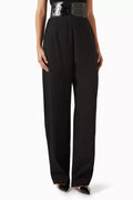 High-waisted Belted Pants in Stretch Wool