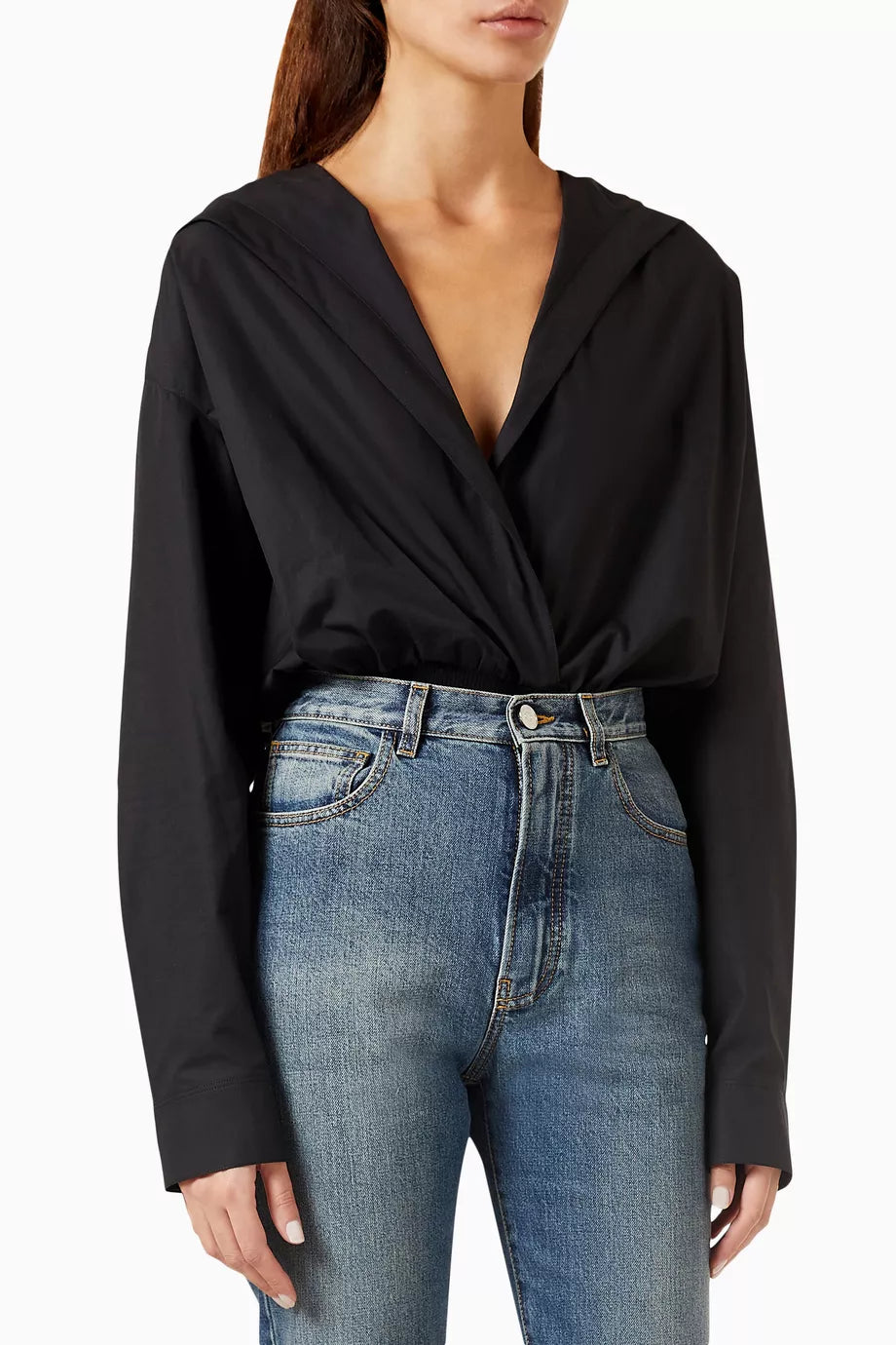 Hooded Bodysuit in Denim