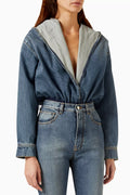 Hooded Bodysuit in Denim
