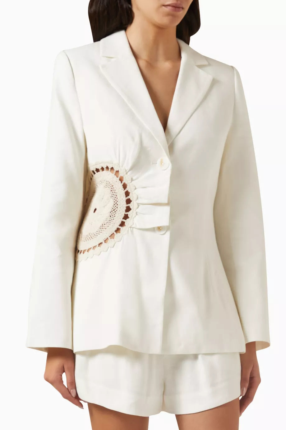 Atacama Crochet-detail Blazer in Linen Blend