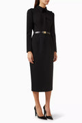 Belted Midi Dress in Wool Blend