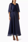 Cape-sleeve Maxi Dress in Organza