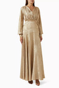 Metallic-print Maxi Dress in Silk