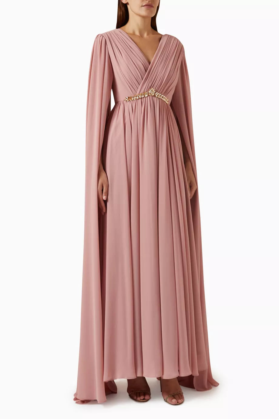 Pleated Maxi Dress in Chiffon