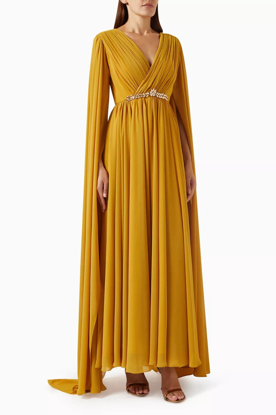 Pleated Maxi Dress in Chiffon