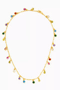 Mini Bezel Drip Drop Necklace in Gold-plated Brass