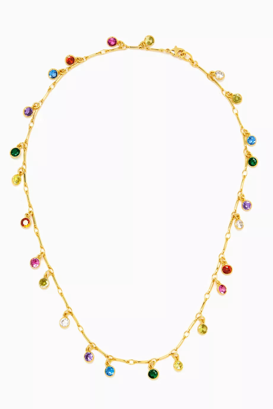Mini Bezel Drip Drop Necklace in Gold-plated Brass