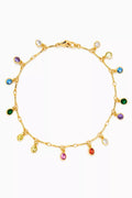 Mini Bezel Drip Drop Anklet in Gold-plated Brass