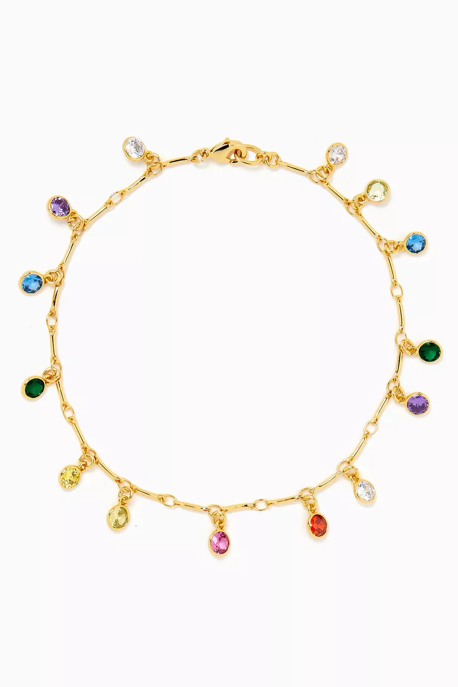 Mini Bezel Drip Drop Anklet in Gold-plated Brass