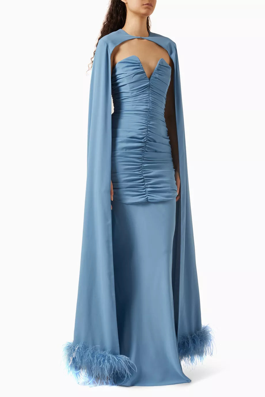 Darling Maxi Cape Dress in Claret Chiffon