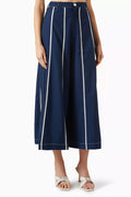 A-line Stripe Flared Pants in Terry Rayon