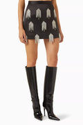 Bloom Crystal-embellished Fringe Mini Skirt in Satin