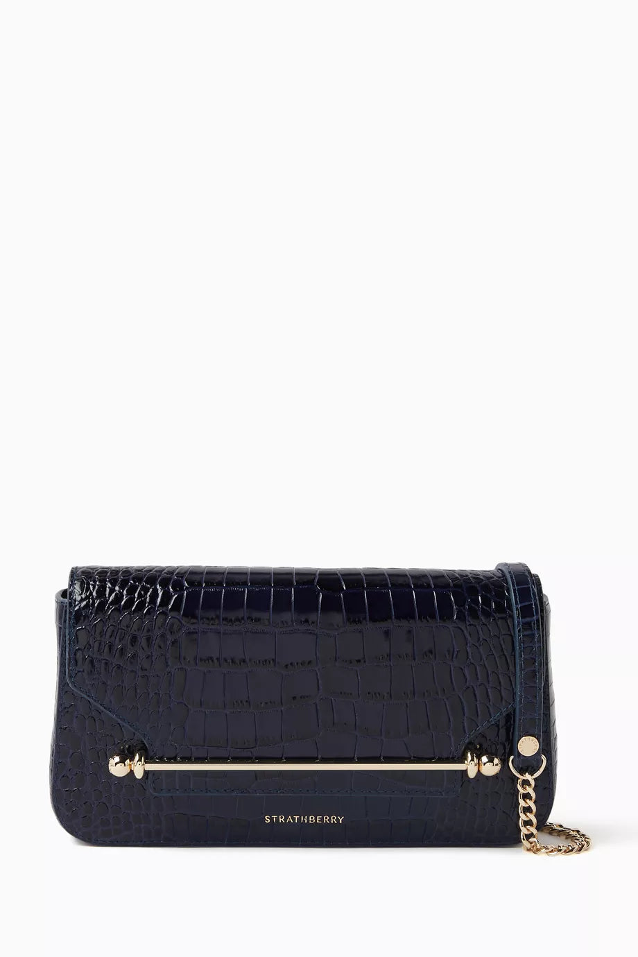 East/West Omni Clutch Bag in Croc-embossed Leather