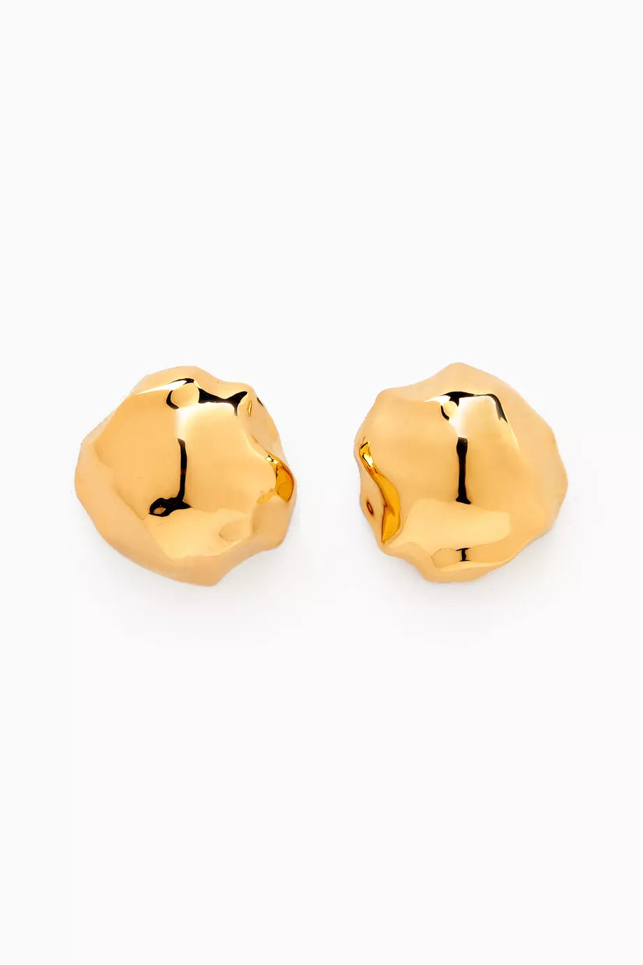 Large Gemela Stud Earrings in 22kt Gold-plated Bronze