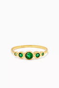 Five Stone Emerald Crystal Ring in Gold-vermeil