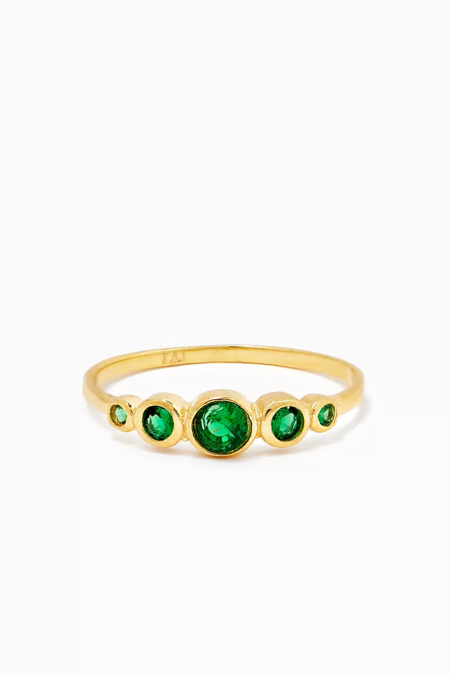 Five Stone Emerald Crystal Ring in Gold-vermeil