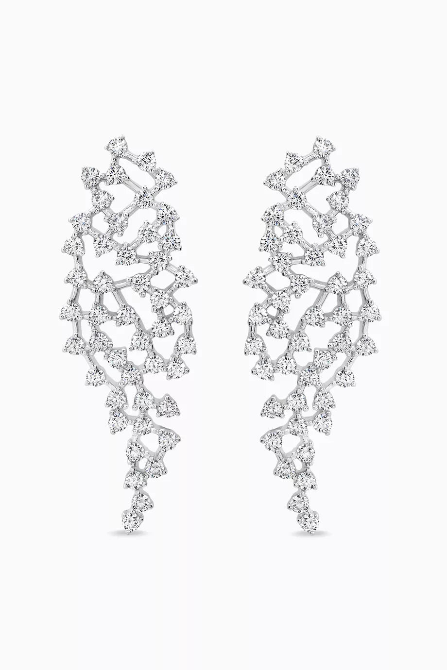 Lacey Crystal Cascading Earrings in Sterling Silver