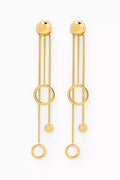 Circles & Discs Dangle Earrings in Gold-plated Brass