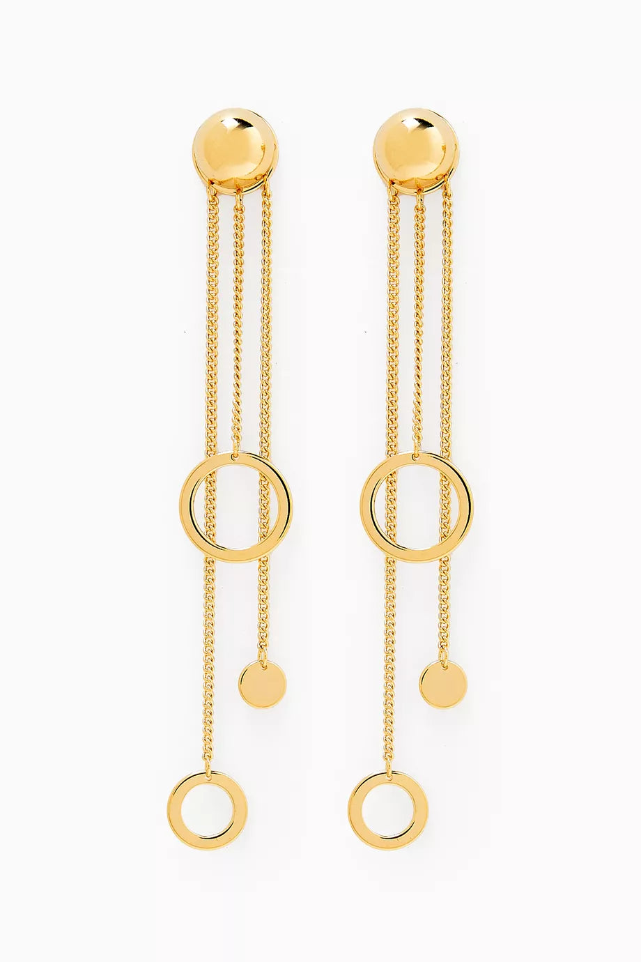 Circles & Discs Dangle Earrings in Gold-plated Brass