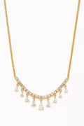 Dangling Crystal Necklace in Gold-plated Brass