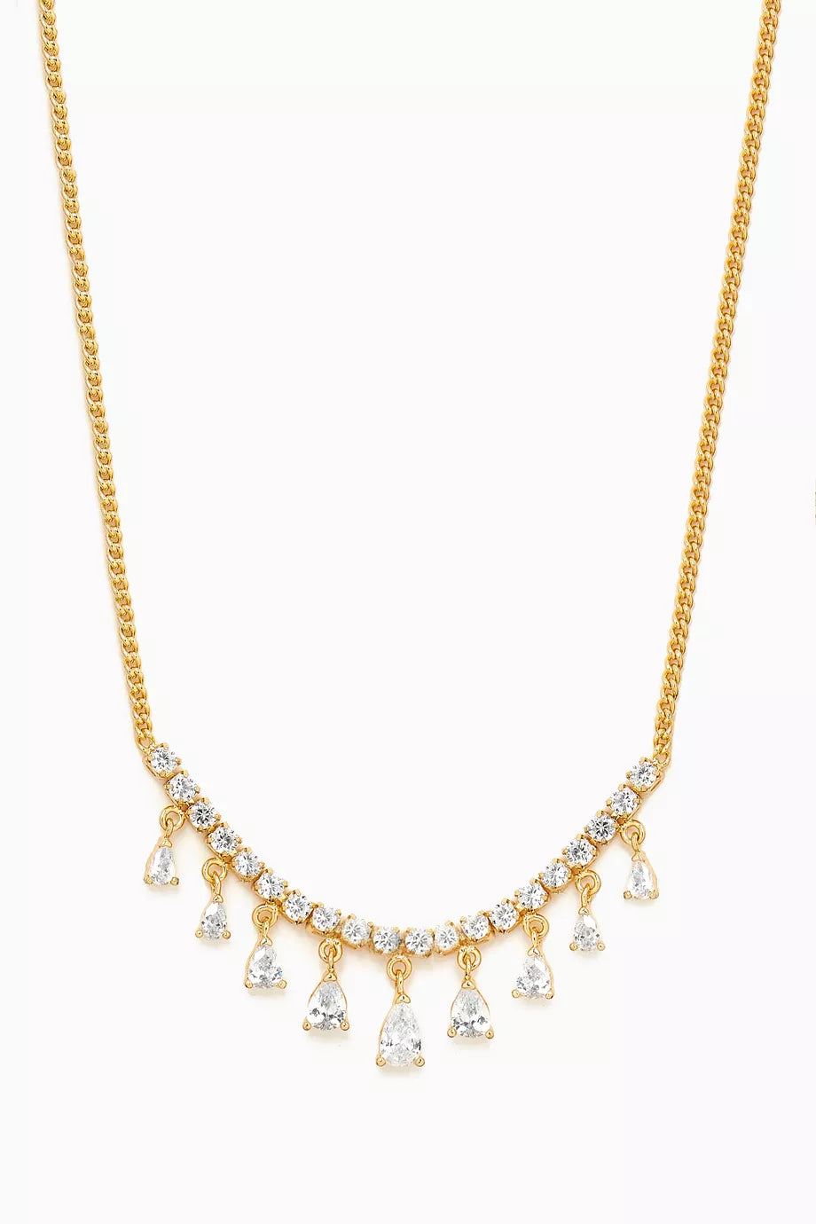 Dangling Crystal Necklace in Gold-plated Brass