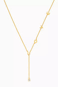 Love Crystal Y-chain Necklace in Gold-plated Brass