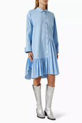 Asymmetrical Frilled Midi Shirt Dress
