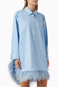 Feather-hem Shirt Mini Dress