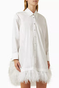 Feather-hem Shirt Mini Dress