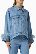 Feather-cuff Jacket in Denim