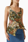 Brocade Peplum Corset Top