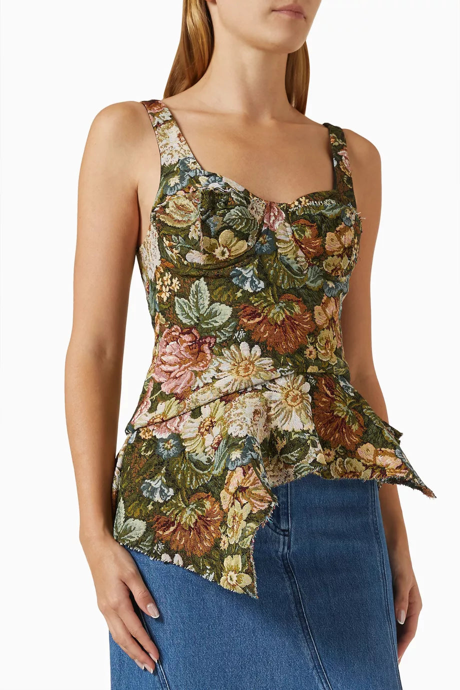 Brocade Peplum Corset Top