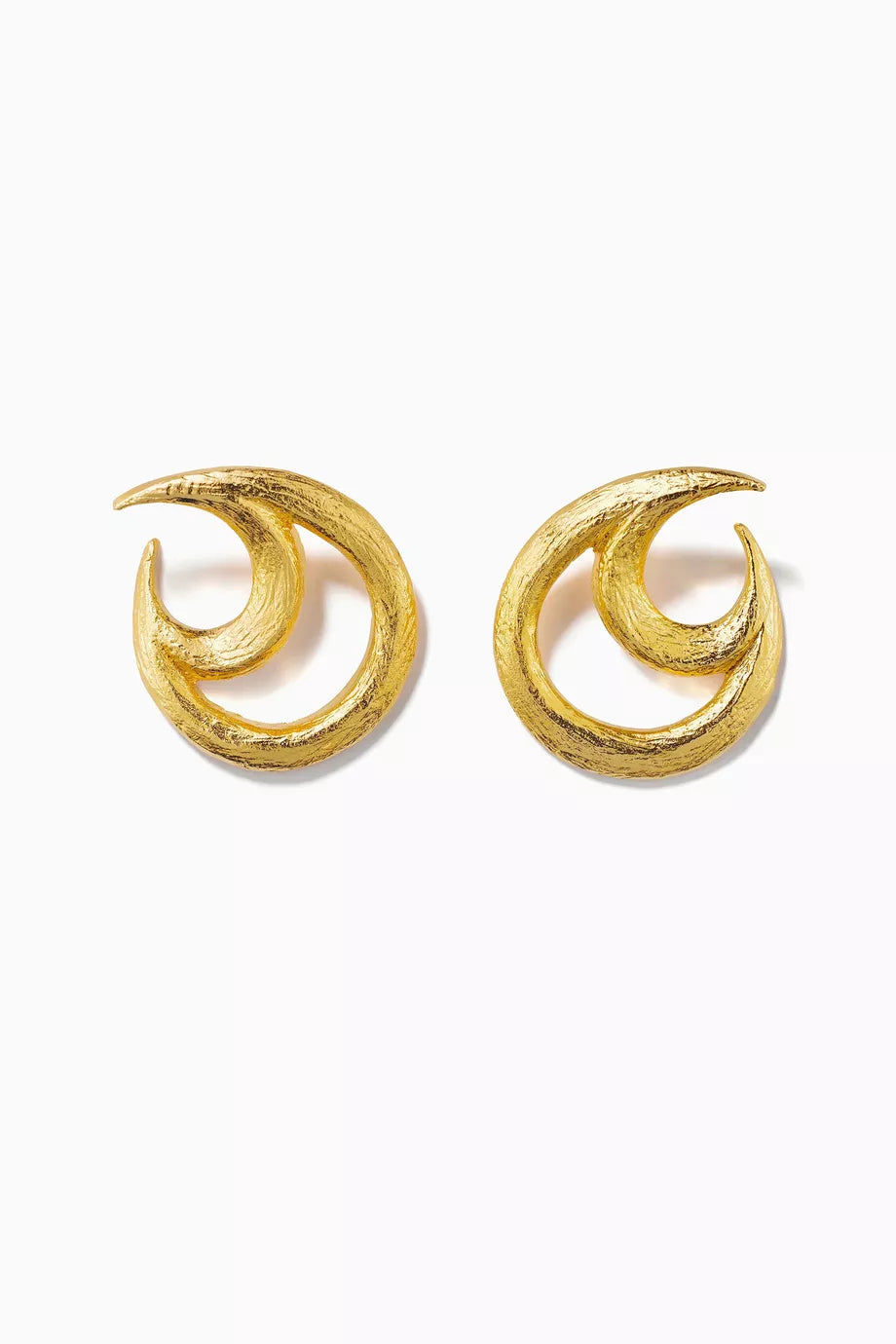 Botanical Whisper Crescent Earrings in 24kt Gold-plated Brass