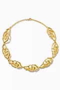 Botanical Whisper Abstract Necklace in 24kt Gold-plated Brass