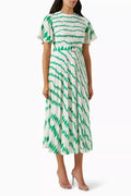 Bella Pleated Midi Dress in Silk