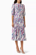 Maya Printed Midi Dress in Silk
