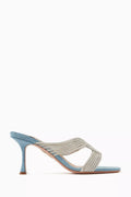 Gatsby 75 Crystal-embellished Mules in Denim