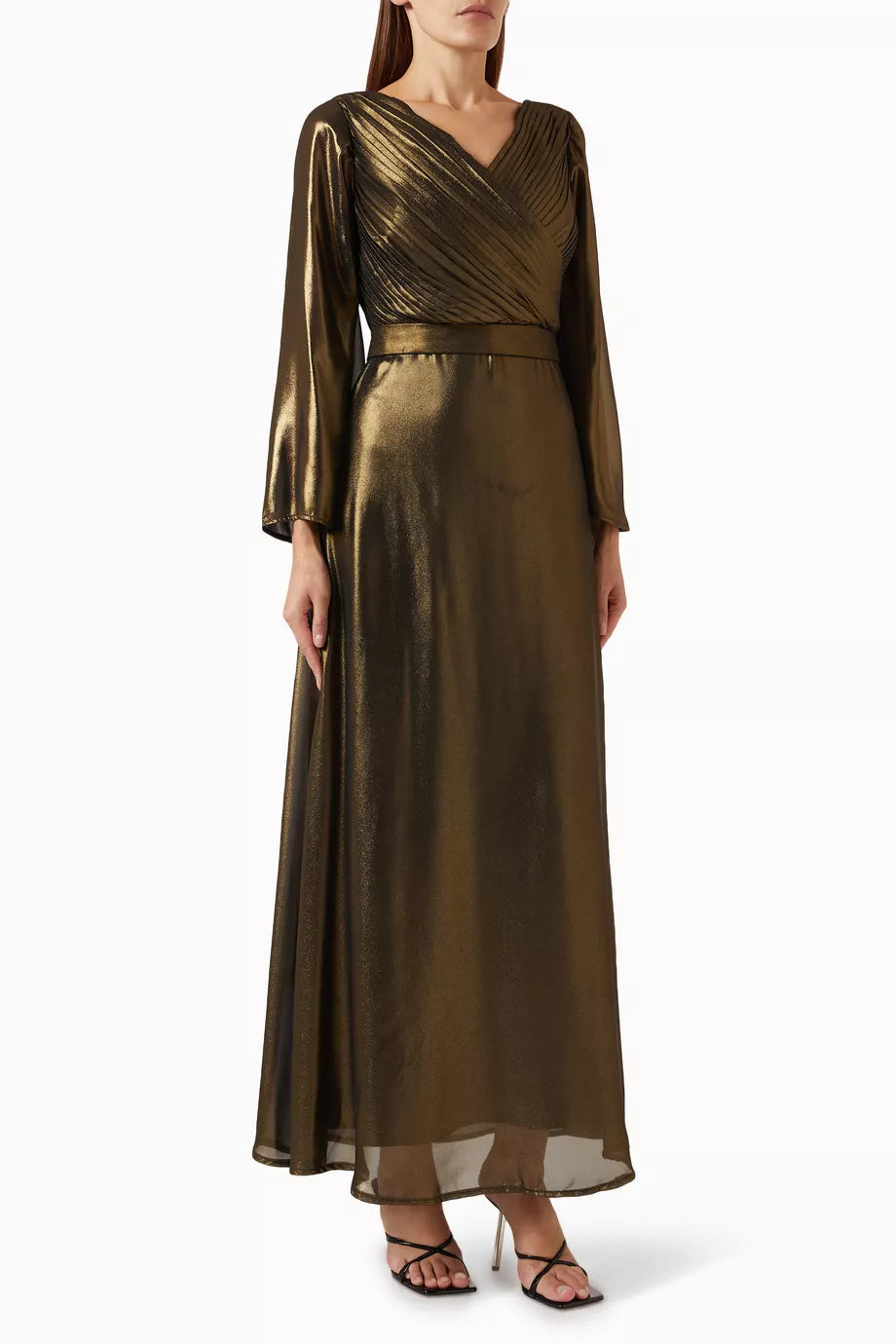 Draped Belted Maxi Dress