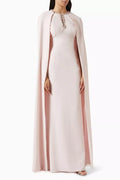 Jewelled-trim Cape Gown