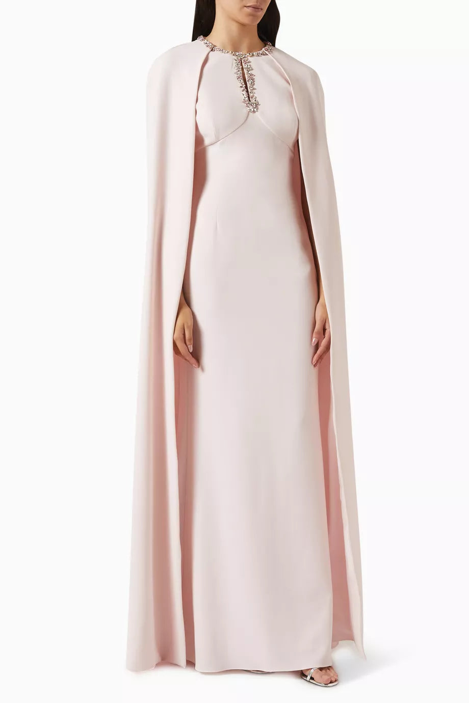 Jewelled-trim Cape Gown