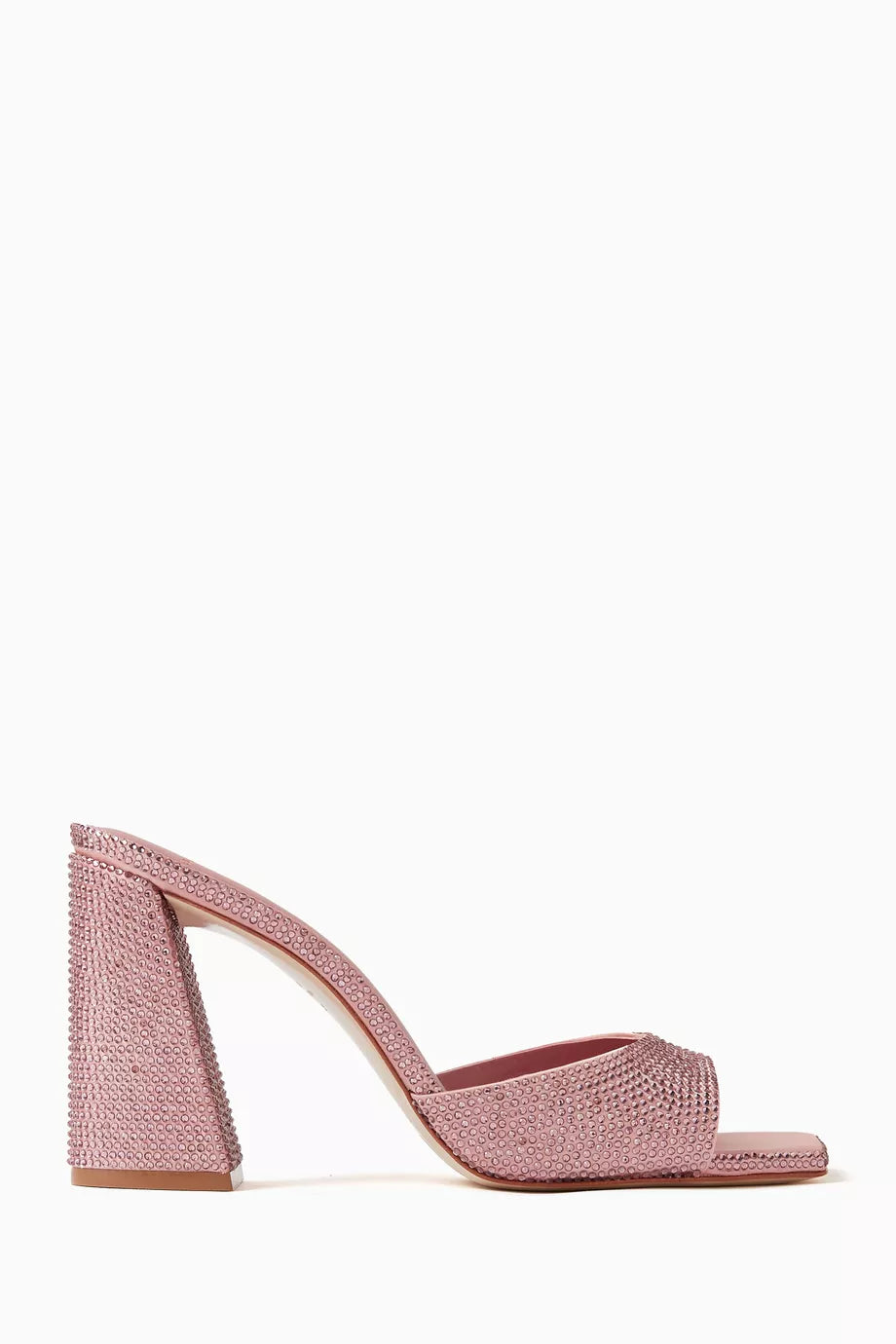 Daisy 90 Crystal Mule Sandals in Satin