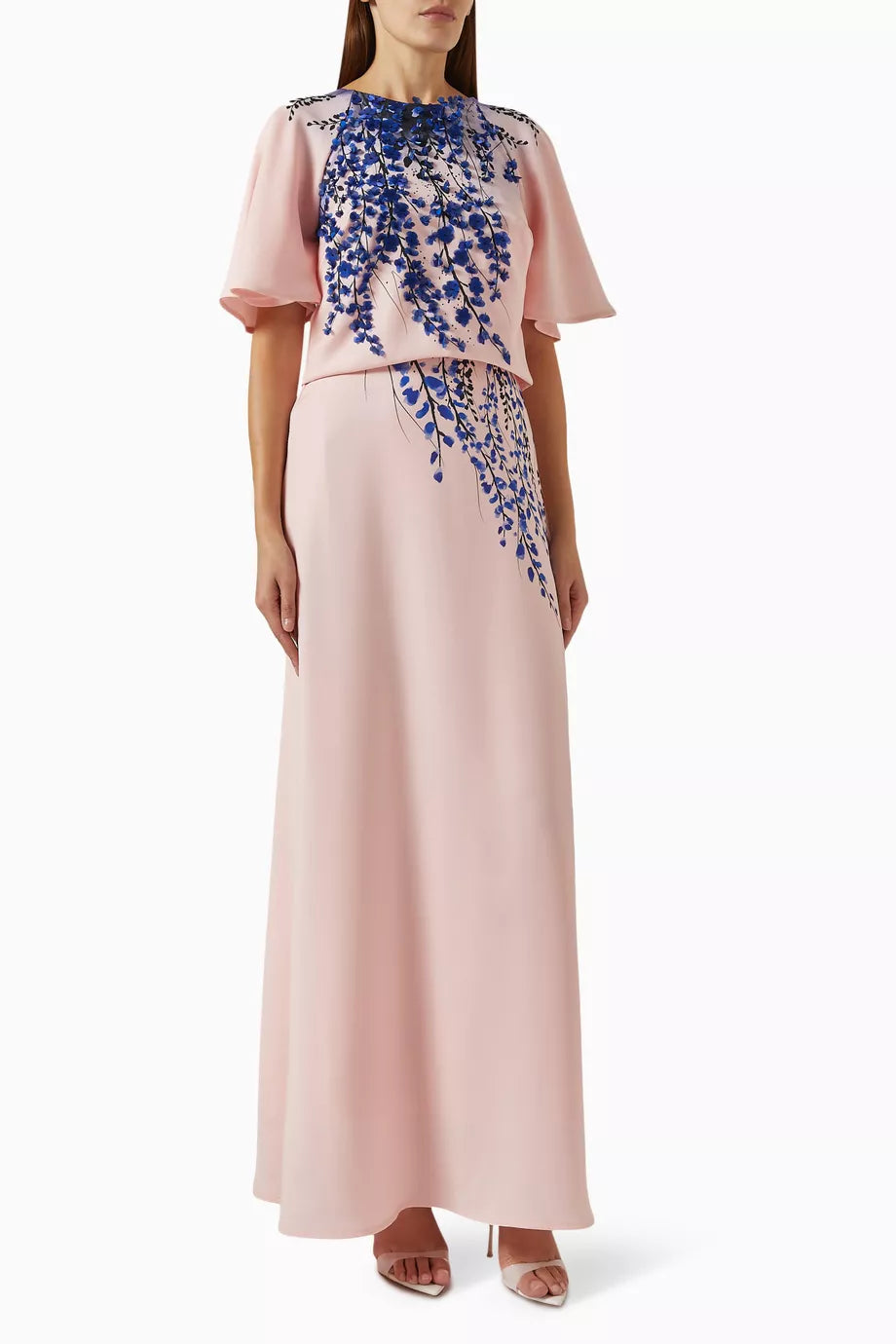 Floral-print Maxi Dress in Crepe