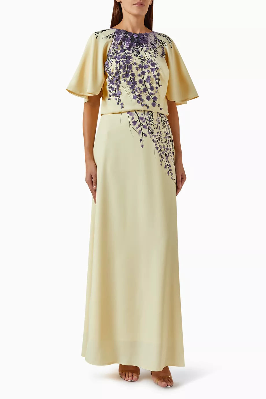 Floral-print Maxi Dress in Crepe